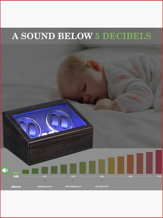 4 Watch Winder with 6 Storage Slots, Super Quiet Motor, LED Backlight, Piano